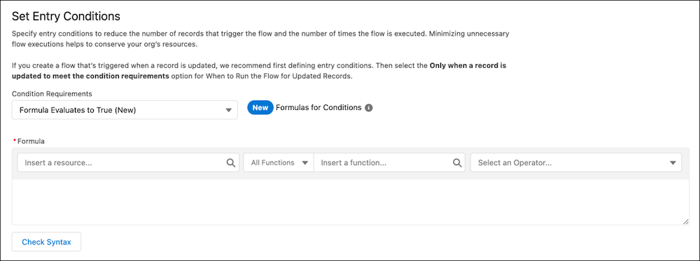 Flow Entry Criteria from Salesforce